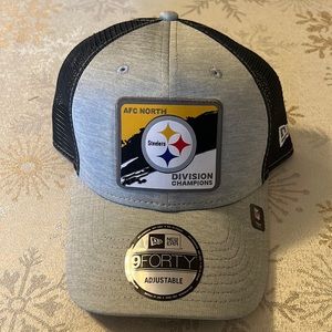 New Pittsburgh Steelers AFC Division Champs Gray Trucker Hat Cap Adjustable